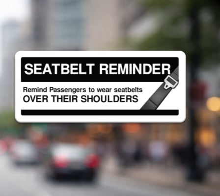 Driver seat belt reminder sticker